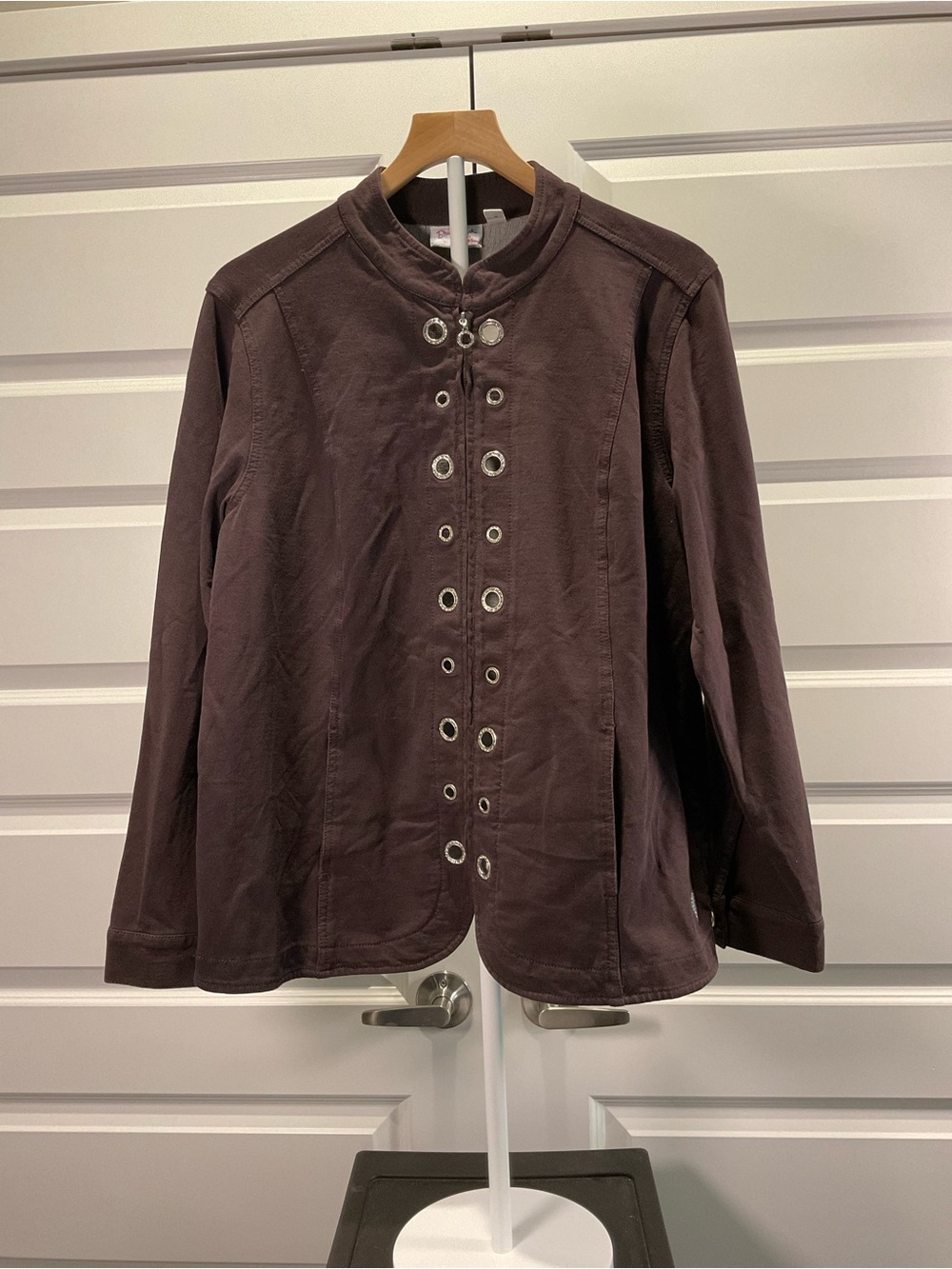 Quacker Factory Plum Eyelet-Front Utility Jacket